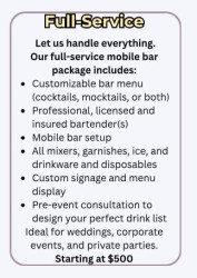 Full Service Bartending Experience